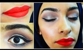 Dramatic Matte Red Lip Full Face Makeup Tutorial + Smoky Eye - مكياج لروج احمر مات