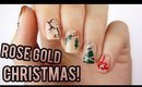 5 Easy Christmas Nail Art Designs Using Rose Gold Studs!