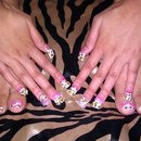 Leopard Print w acrylic bows and pearl and rhinestone accents 