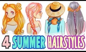 🌻HOW TO DRAW || ☀️ 4 SUMMER HAIRSTYLES ✍🏽