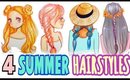 🌻HOW TO DRAW || ☀️ 4 SUMMER HAIRSTYLES ✍🏽