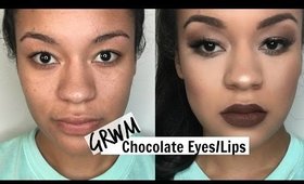 GRWM| Too Faced Chocolate Bar Palette & BROWN Matte Liquid Lipstick