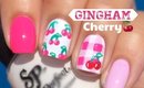 Gingham Cherry Nail Art by The Crafty Ninja