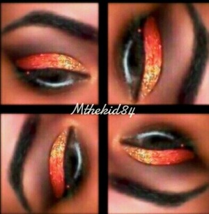 Pretty orange and gold fall glitter look