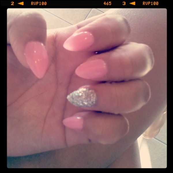 pink & glitter Almond Shaped Nails (claws) | Carmen M.'s Photo | Beautylish