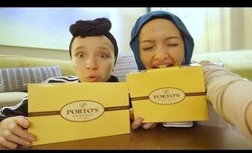 I ALMOST DIED EATING PORTOS IN L.A.!!!!! MUKBANG VLOG| Nura Afia