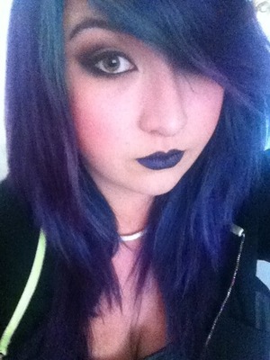 Purple hair and lip xD 