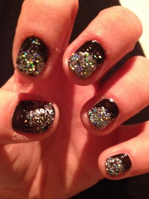 Black and glitter nails