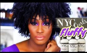 FLUFFY WASH N' GO WITH PURPLE EYES MAKEUP TUTORIAL | NYC CURLS |  Shlinda1