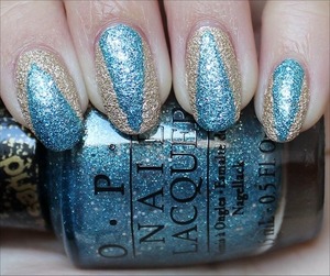 Both polishes are Liquid Sands from the OPI Bond Girls Collection. See more of my swatches here: http://www.swatchandlearn.com/nail-art-opi-liquid-sand-nails-with-tiffany-case-honey-ryder/