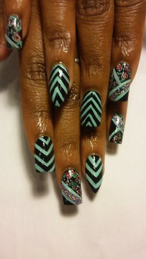 Chevron and roses