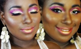 Pink n Gold Glitter Eye Vegas Showgirl Party Makeup Look || Vicariously Me