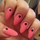 pink nails Black spots
