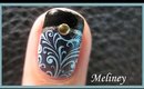 BLACK FRENCH TIP MANICURE WITH GOLD SHELL ACCENT KONAD STAMPING NAIL ART DESIGN TUTORIAL SHORT M89