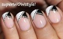 Black and White Nail Art in French Tip manicure - French Mani Nail Designs