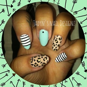 Mint Candy Apple with stripes and cheetah print !