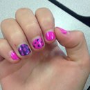 Pink and purple Polk-a-dot nail art