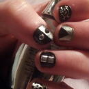 black n silver nails