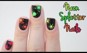 Neon Splatter Nail Art