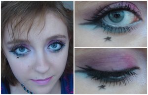 This is a pink and blue look that I did and I decided last minute to add a little star where i have a natural freckle! 