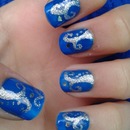 Blue and Silver Nail Design