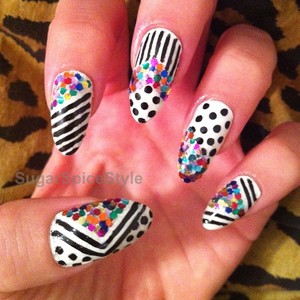 Hand painted: dots, stripes, & multicolored glitter