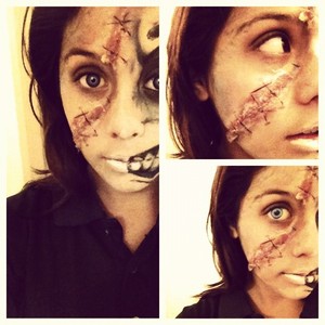 Halloween look with liquid wax and toilet paper