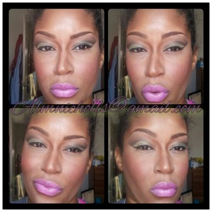 Fierce Contour & Highlight... mint green, soft black, & gold cut crease, with Nicki pink lips. Pow!