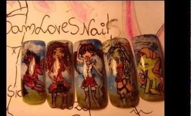 SamLovesNails  cancer awareness nail art Cartoon characters hope