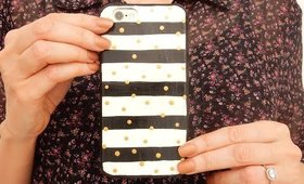 DIY Stripes and Gold Confetti Phone Case