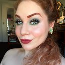 Elegant Glittery Coral and Pastel Green Smokey Eye Makeup