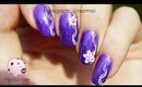 Simple ribbon with flowers nail art tutorial