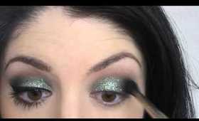 How to green smokey eye makeup tutorial with glitter