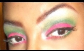 Simple Hot pink and green makeup tutorial