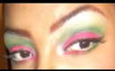 Simple Hot pink and green makeup tutorial