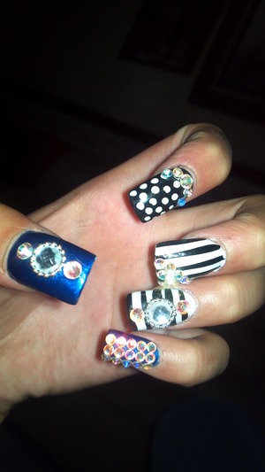 Blue,white,black and a lot of diamonds (;