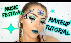 Blue Green Glitter MUSIC FESTIVAL MAKEUP TUTORIAL  | shivonmakeupbiz