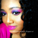  My purple and pink eye makeup with pink lips.