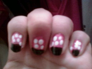 pink & black with white dots