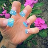 Blue Sculpted Flare Nails