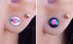 DIY Vintage Painted Roses Stud Earrings