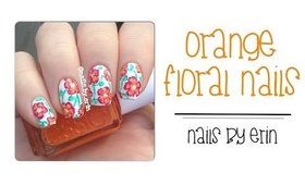 Orange Floral Nails | NailsByErin