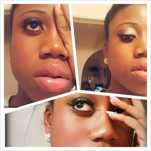 Smokey eye look and pink lips