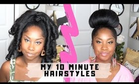 I'M LAZY WHEN IT COMES TO MY HAIR! 10 minute hairstyles for natural hair with weave