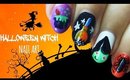 Halloween Witch Nail Art! Cauldron, Broom, Spider & Starry Night