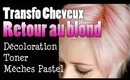 Transfo Cheveux - Retour au blond (décoloration, toner et mèches roses pastel)