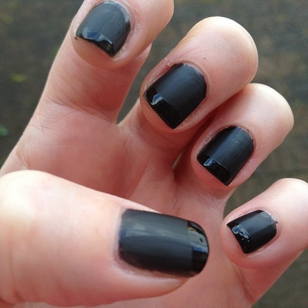 Matte black with glossy french tip | Alison P.'s Photo | Beautylish