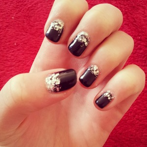 black gelish and glitter nail polish 