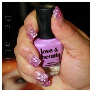 Pink Glitter Acrylic nails 