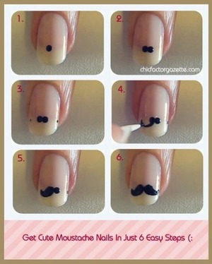 Step by step guide to cute little moustache nails xx